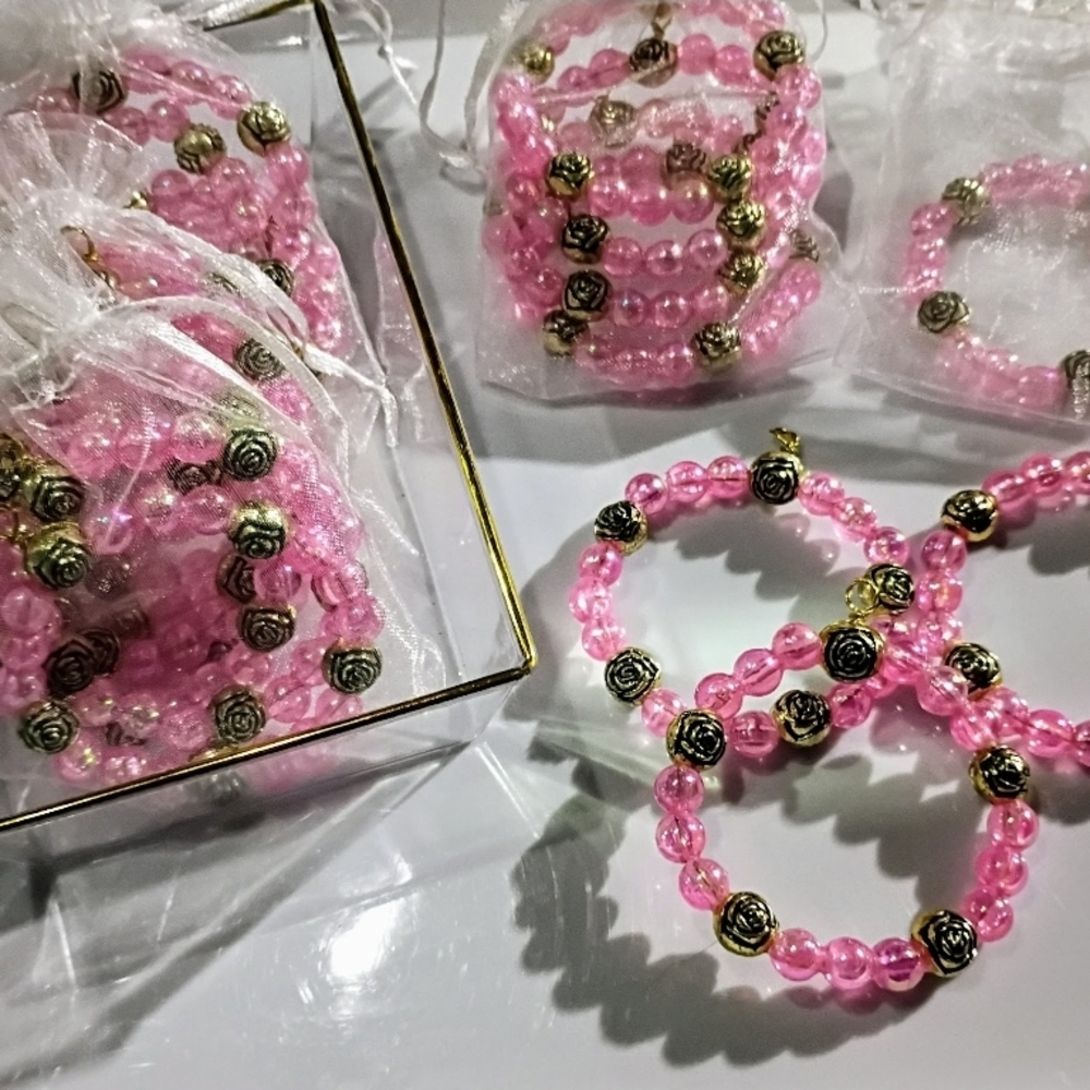 Elegant pink beaded ornaments